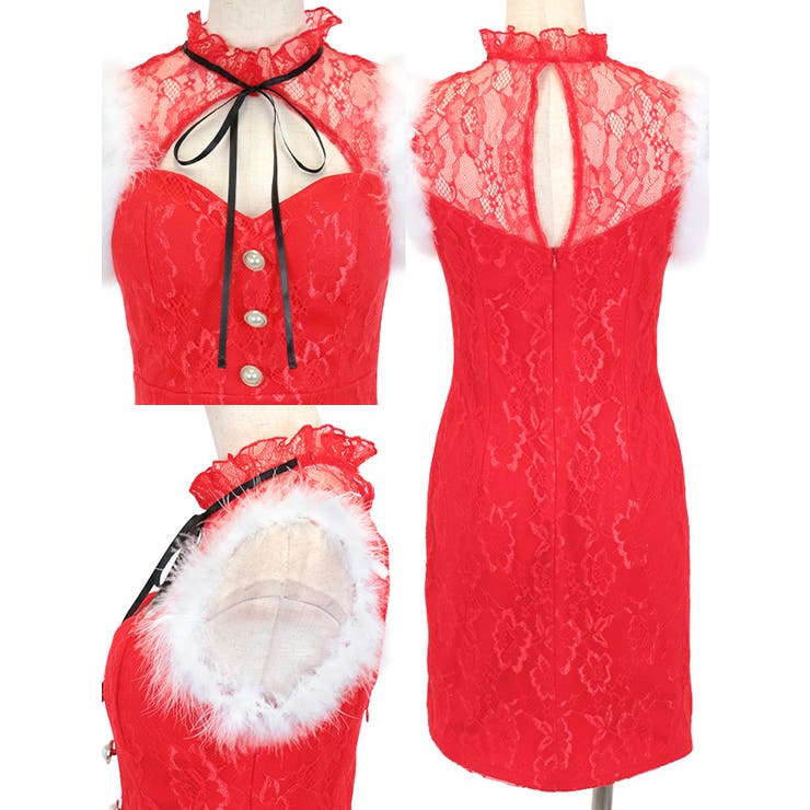 総レースバストカットネックリボンタイトミニドレス クリスマスドレス サンタコスプ… | my minette | 詳細画像8 