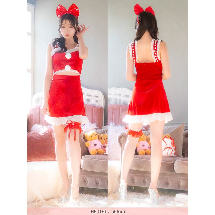 ウエストカット×ガーター付きクリスマスコスチューム ガーリーサンタ カットアウト | my minette | 詳細画像7 