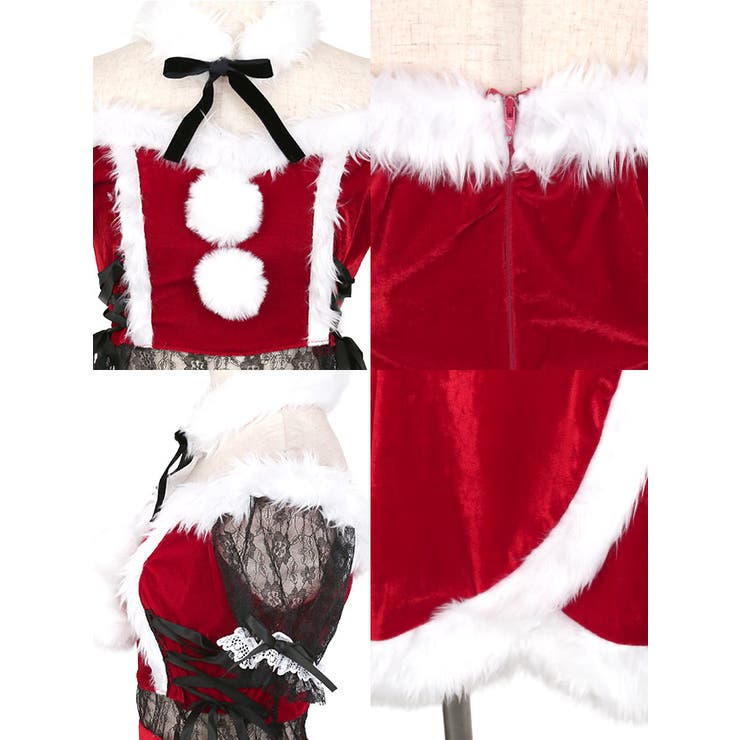 フラワーレーススリーブ＆ウエストカットオフショルサンタコスチューム サンタコスプ… | my minette | 詳細画像8 