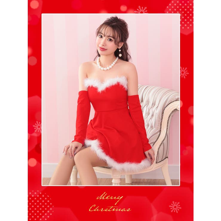 フェザーパイピングAラインミニスカサンタコスチューム サンタコスプレ | my minette | 詳細画像2 