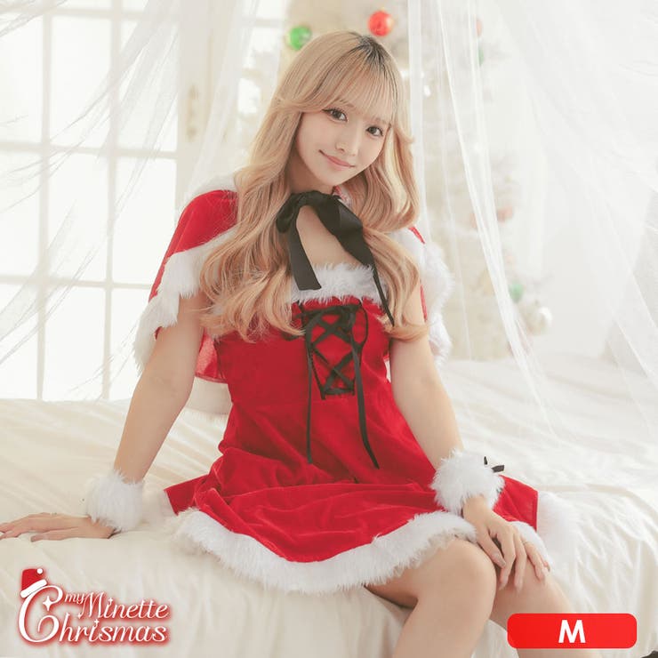 レースアップ×Aラインねこ耳フード付きケープサンタコスチューム サンタコスプレ | my minette | 詳細画像1 