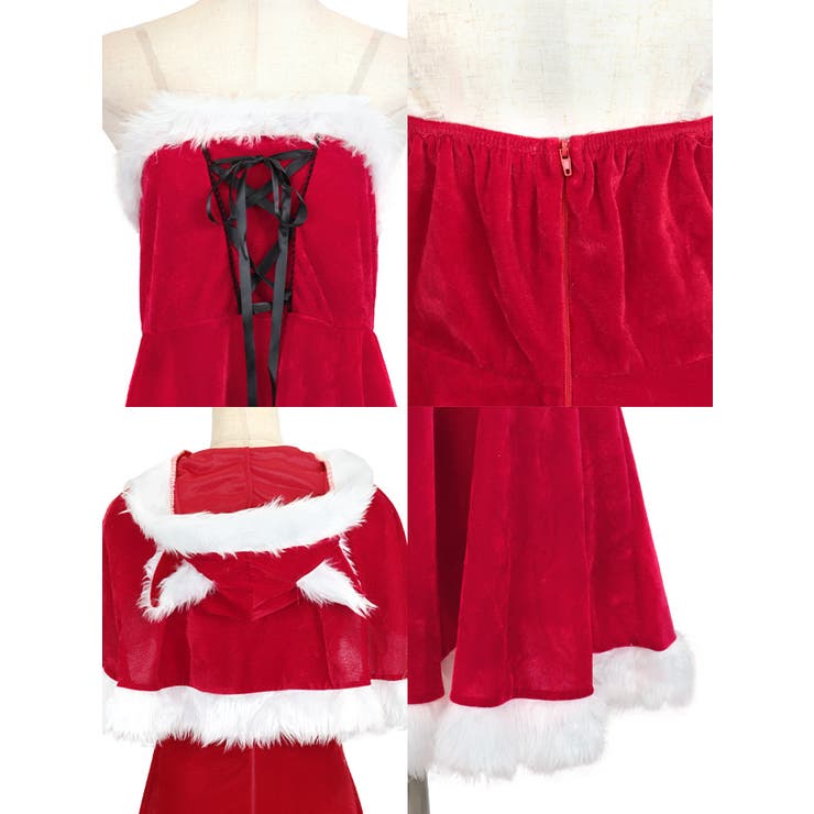 レースアップ×Aラインねこ耳フード付きケープサンタコスチューム サンタコスプレ | my minette | 詳細画像8 