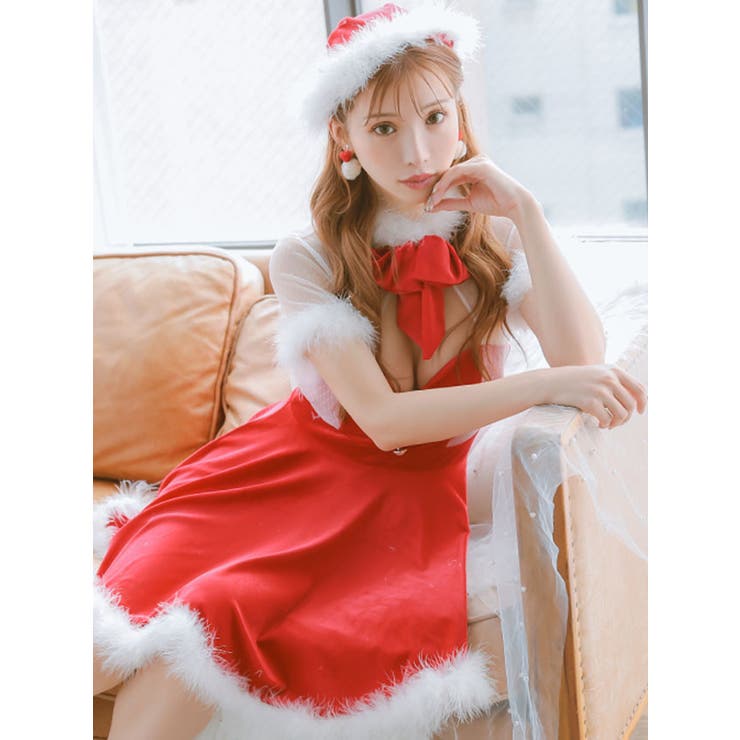 パールボタン×ふんわりスカートの清楚系サンタドレス サンタコスプレ カットアウト | my minette | 詳細画像1 
