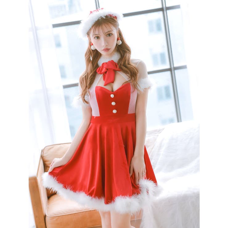 パールボタン×ふんわりスカートの清楚系サンタドレス サンタコスプレ カットアウト | my minette | 詳細画像5 