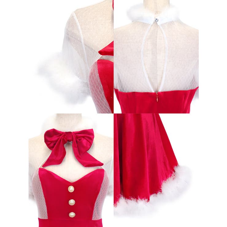 パールボタン×ふんわりスカートの清楚系サンタドレス サンタコスプレ カットアウト | my minette | 詳細画像9 
