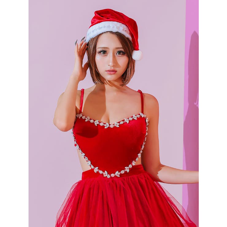 背中開きで抜け感◎きらきらビジュー装飾付きサンタコスチューム サンタコスプレ | my minette | 詳細画像4 