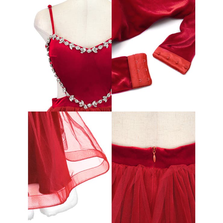 背中開きで抜け感◎きらきらビジュー装飾付きサンタコスチューム サンタコスプレ | my minette | 詳細画像9 