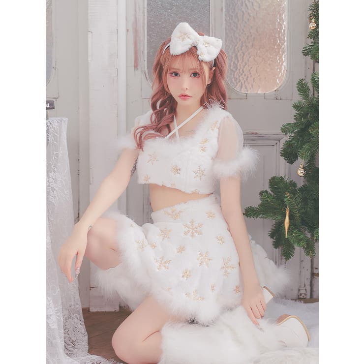 雪モチーフ×ふわもこファーのホワイトコスチューム3点セット サンタコスプレ | my minette | 詳細画像7 