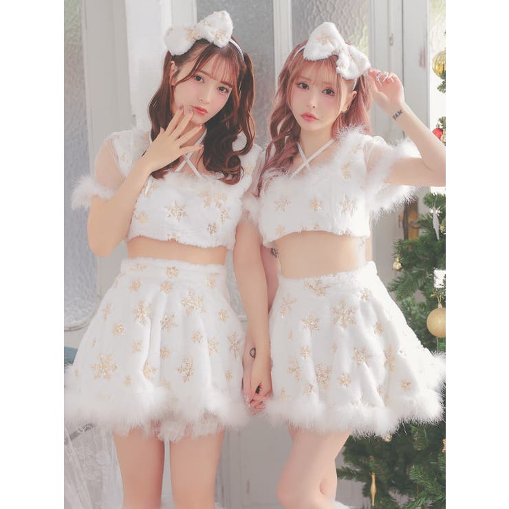 雪モチーフ×ふわもこファーのホワイトコスチューム3点セット サンタコスプレ | my minette | 詳細画像8 
