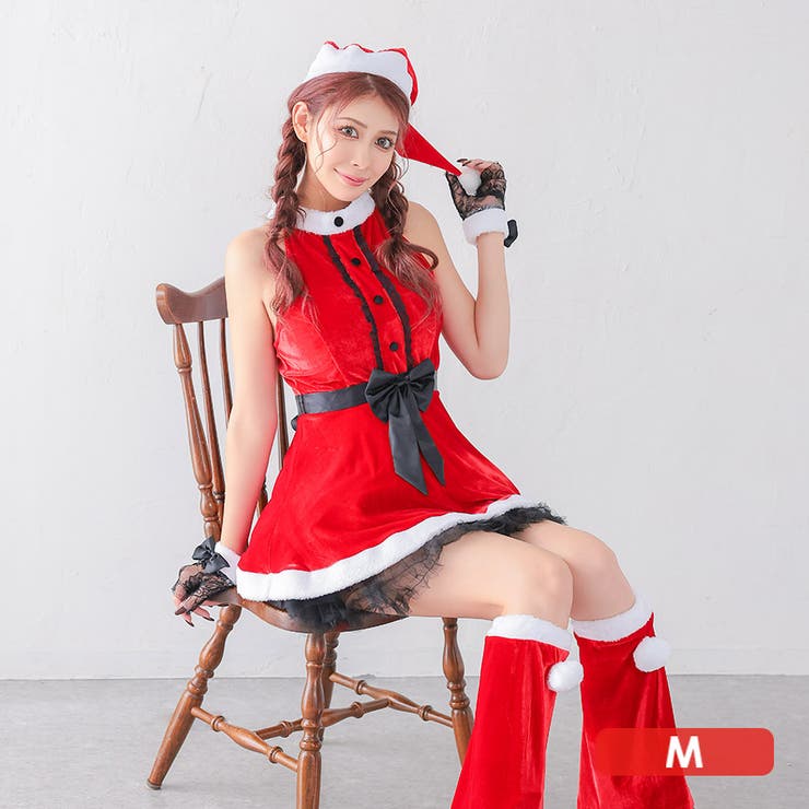 レッド | ウエストリボンAラインアメリカンスリーブサンタコスチューム サンタコスプレ | my minette
