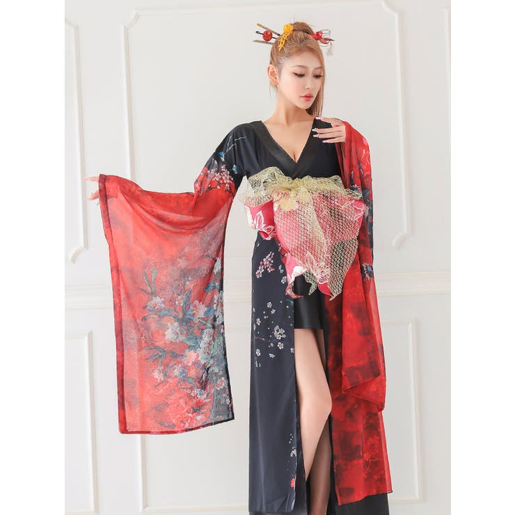 シアースリーブオープンバック花魁風ロングドレス セクシードレス セクシーコスプレ | my minette | 詳細画像3 