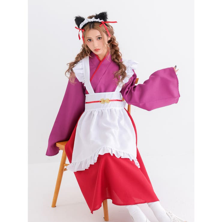 ふわもこ猫耳×着物風ワンピースのメイドコスチューム ハロウィンコスプレ ガーリー… | my minette | 詳細画像2 