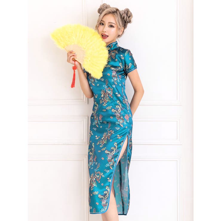 ドラゴンプリントサイドスリットミモレットチャイナドレスコスチューム ハロウィンコ… | my minette | 詳細画像4 