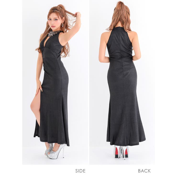 myMinette ブラックビジュー煌めくセクシータイトロングドレス マキシ丈 | my minette | 詳細画像6 