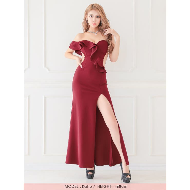 ワンショルダーフリル×ウエストサイドカットタイトロングドレス セクシードレス | my minette | 詳細画像4 