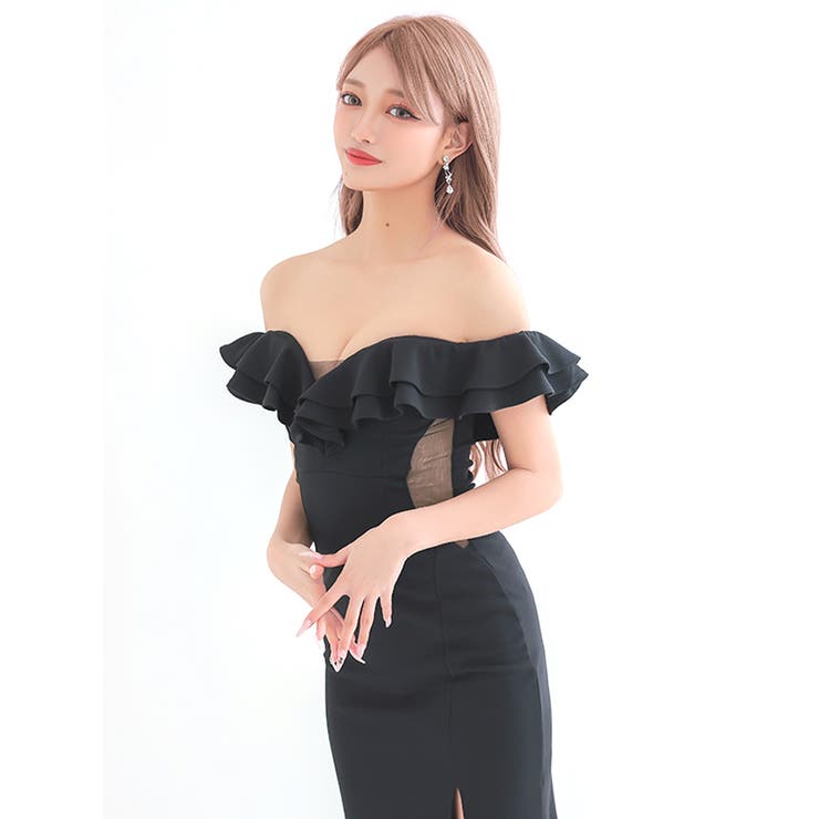 エレガントな黒のフリルドレス df6a73419e0dfaebb4140655e23ec7