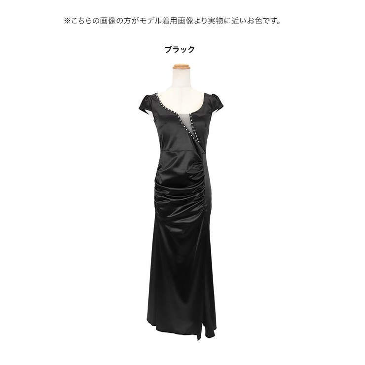 装飾付きVネックで華やか映え◎美脚魅せドレス セクシードレス 袖なし | my minette | 詳細画像7 