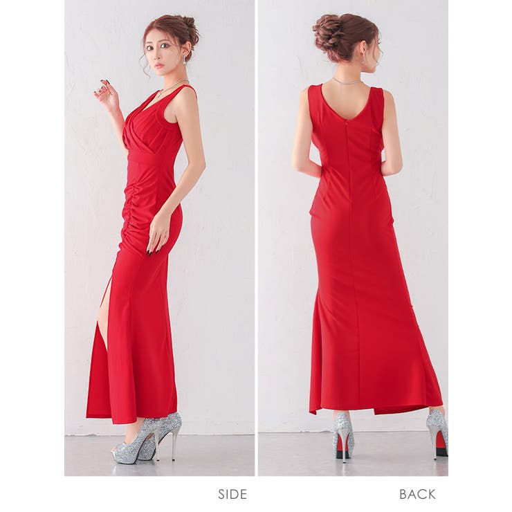 myMinette カシュクールギャザーセクシータイトロングドレス マキシ丈 | my minette | 詳細画像6 