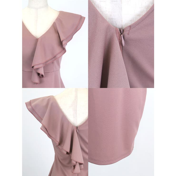 ワンショル風フリルネックタイトミニドレス セクシードレス 袖なし | my minette | 詳細画像8 