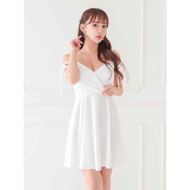 リボンオフショルショルダーAラインフレアミニドレス ガーリードレス 袖なし | my minette | 詳細画像2 