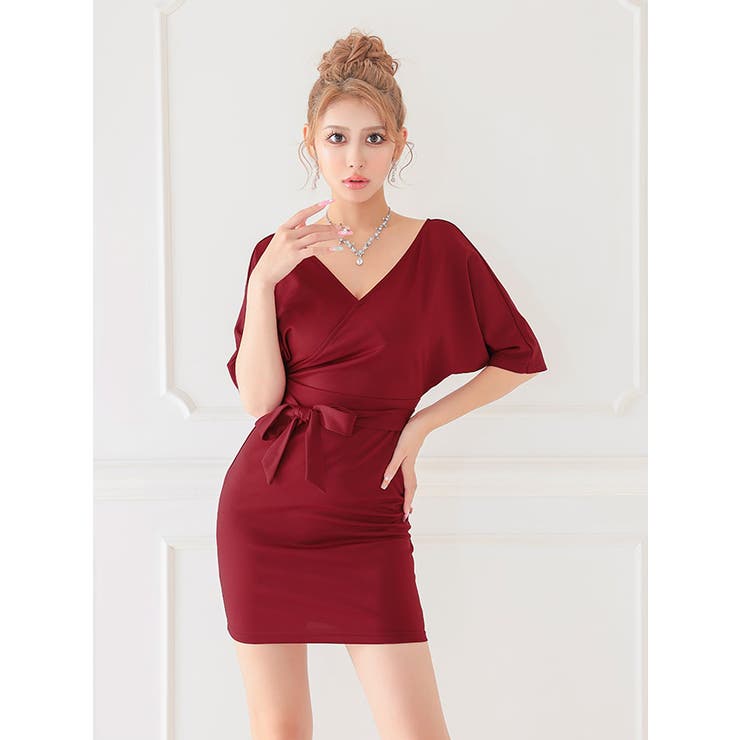 ドルマンスリーブ×ウエストマークリボンタイトミニドレス セクシードレス 袖あり | my minette | 詳細画像2 