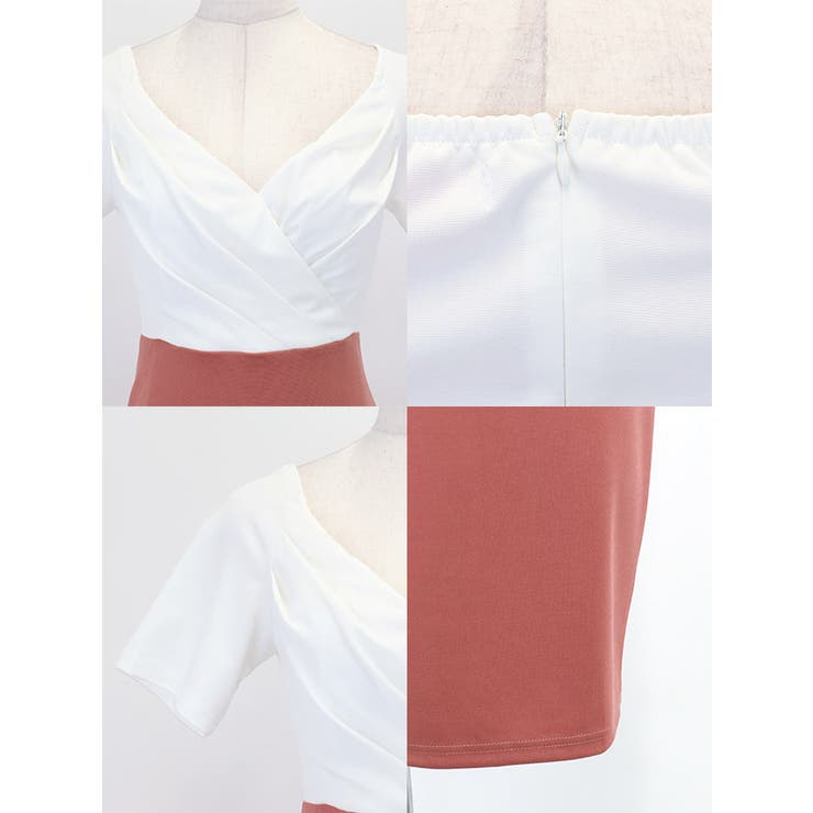 配色トップス×ハイウエストタイトミニドレス ガーリードレス エレガント | my minette | 詳細画像9 