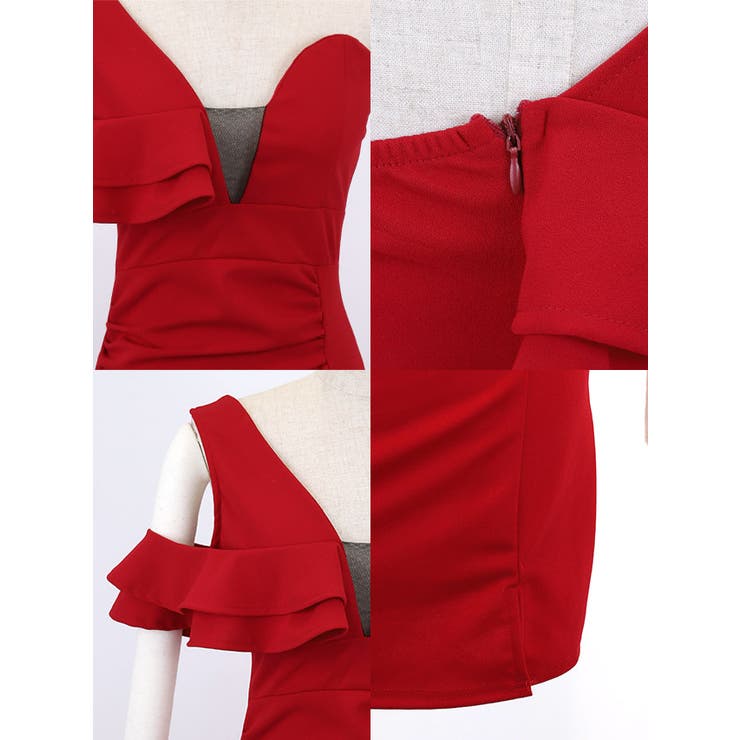 メッシュ切替×深Vネックのセクシータイトミニドレス セクシードレス 袖なし | my minette | 詳細画像8 