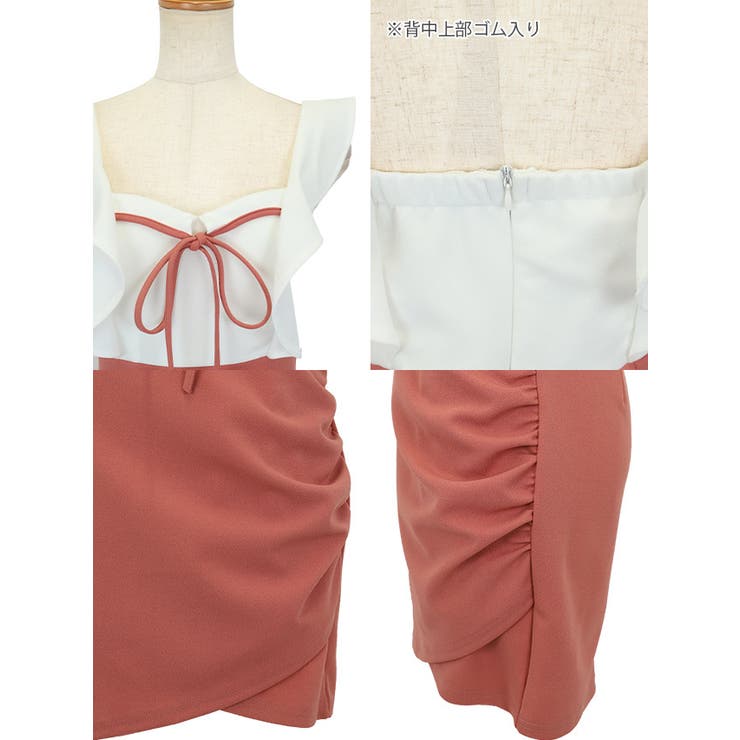 フリルバストリボンハイウエストラップミニドレス キャバドレス キャバ | my minette | 詳細画像12 