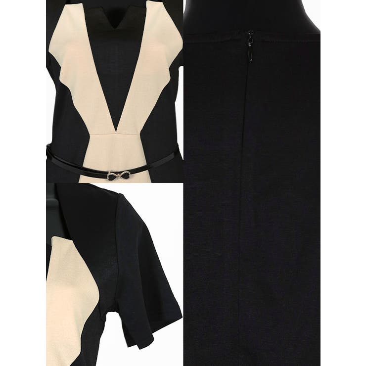 バイカラーウエストベルトメリハリメイクミディアムドレス キャバドレス キャバ | my minette | 詳細画像9 