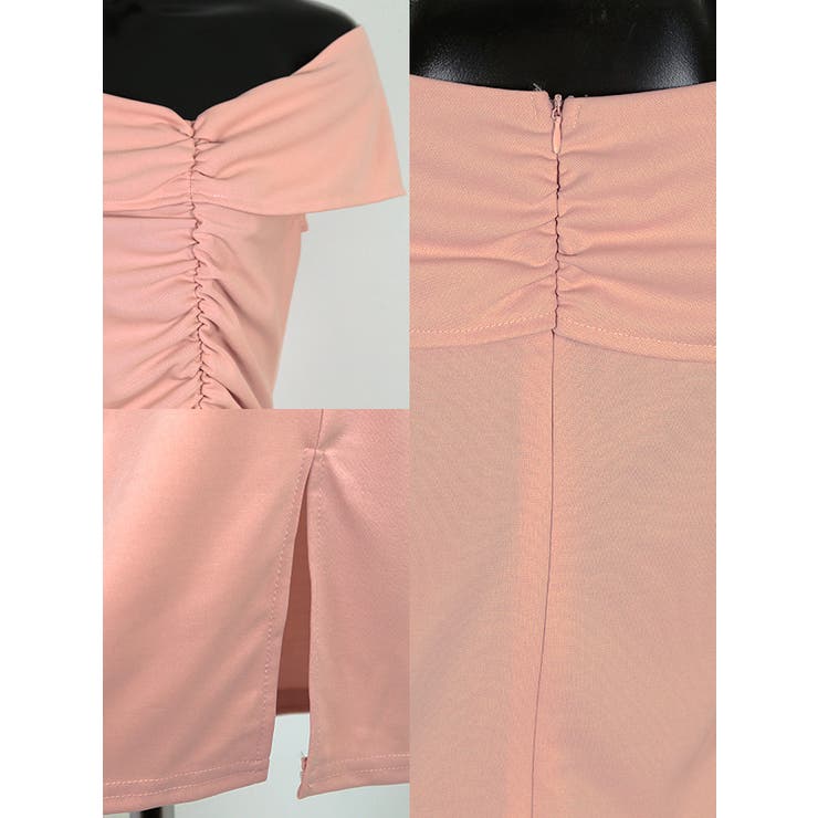 オフショル×スリットミディアムドレスタイトドレス ミディアムドレス ひざ丈 | my minette | 詳細画像6 