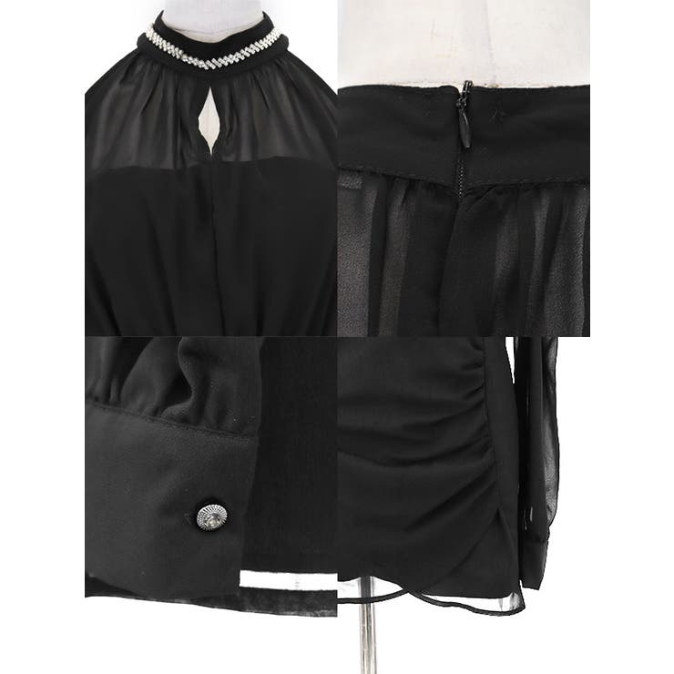 ハイネック×オープンショルダーシアータイトミニドレス セクシードレス 袖あり | my minette | 詳細画像8 