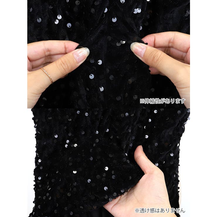 ブラック×輝き映え◎ホルターネックタイトミニドレス セクシードレス 袖なし | my minette | 詳細画像8 