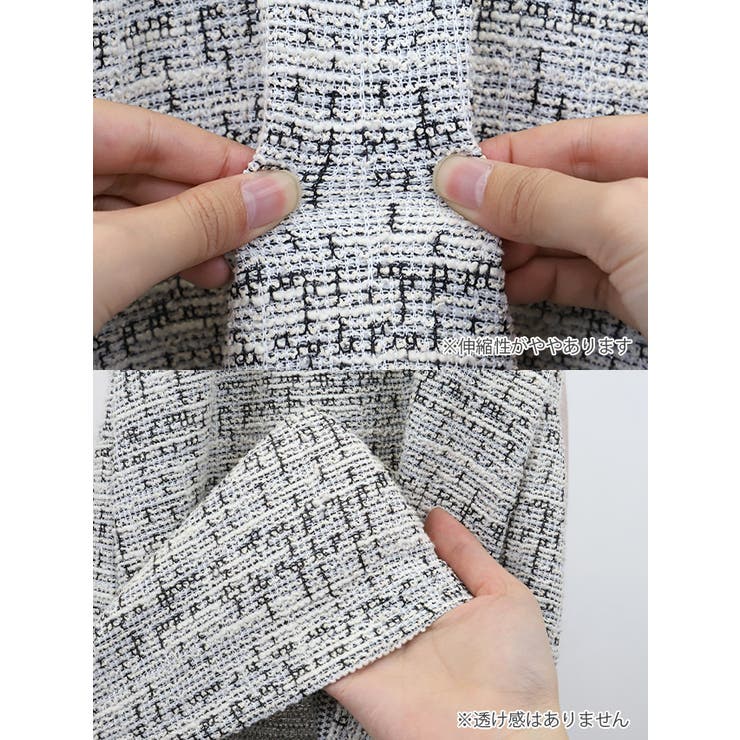 リボン＆バックルデザインツイードタイトミニドレス ガーリードレス 袖なし | my minette | 詳細画像12 