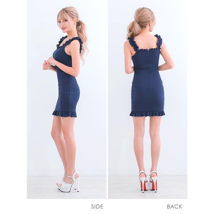 スクエアネック×フリルペンシル風シルエットミニドレス キャバドレス キャバ | my minette | 詳細画像20 