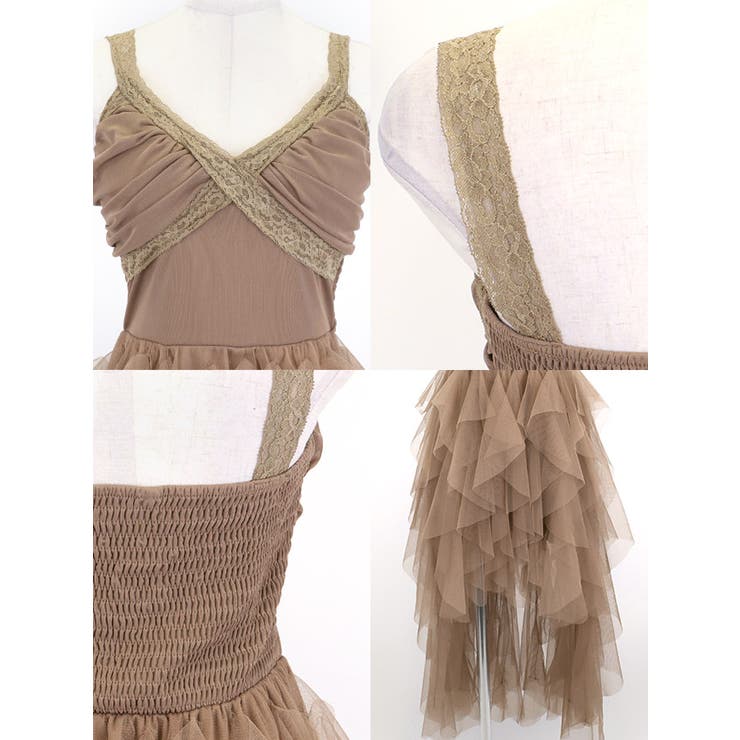 ボリュームチュール前ミニロングテールフレアドレス エレガントドレス 袖なし | my minette | 詳細画像8 