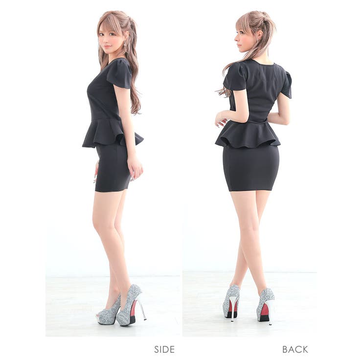Minette】ロングノースリーブドレス 2XLサイズ ブラック 吹きとばす