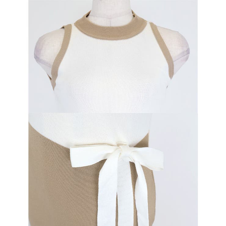 myMinette リボン付スリットニットタイトミディアムドレス 膝丈 | my minette | 詳細画像7 