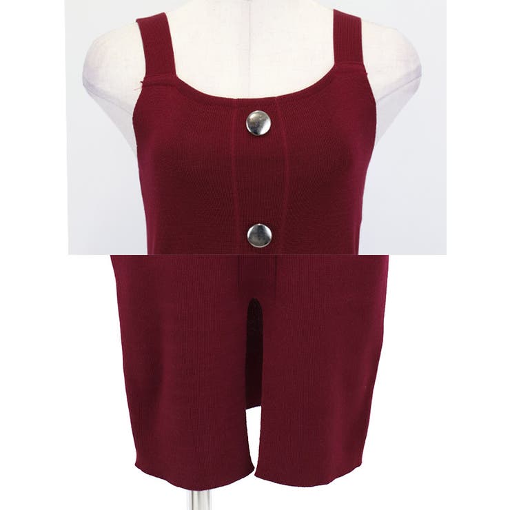 myMinette ワンカラーフロントスリットリブニットタイトミディアムドレス … | my minette | 詳細画像8 