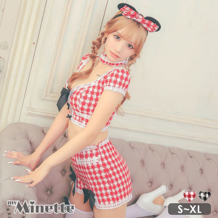 バストカットリボンチェックツイードマウスコスチューム ハロウィンコスプレ | my minette | 詳細画像1 