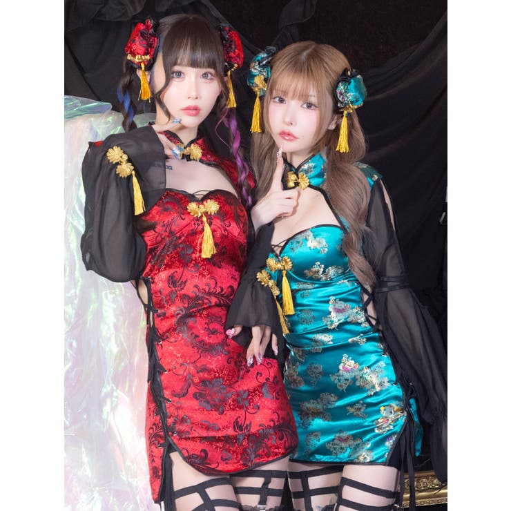 sugar シュガー キャバドレス チャイナドレス 即日発送】マーメイドスカートチャイナドレスコスプレ 【sugar  nineハロウィン2点セット】【S-Lサイズ/1カラー】(SE01YN)[OF01] - キャバドレス専門店 sugar (シュガー) Sugar  マーメイドチャイナドレス Sugar　キャバ　チャイナドレス コスプレ