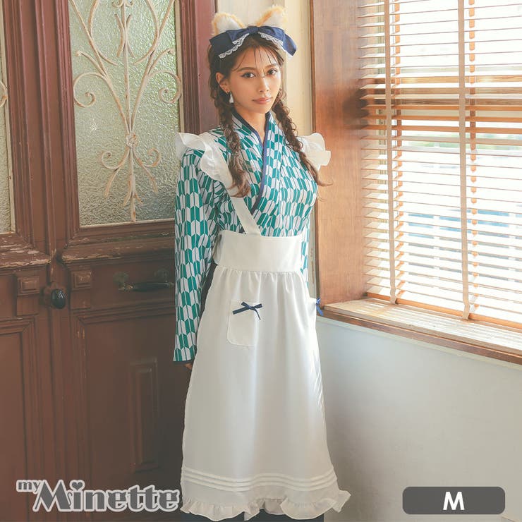 矢絣袴×ロングエプロンドッグガール女中コスチューム ハロウィンコスプレ 賀正 | my minette | 詳細画像1 