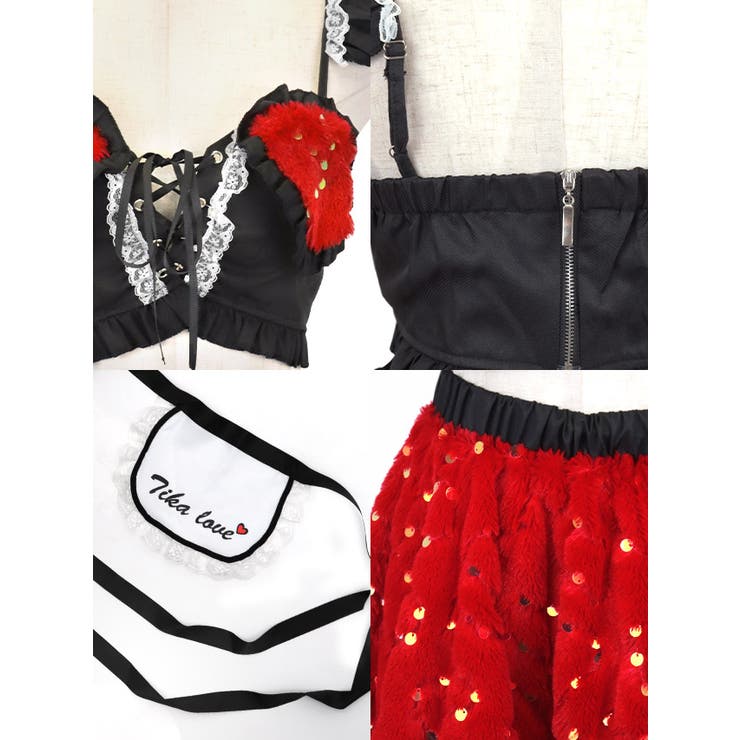 ふわもこスパンコールハートモチーフメイドコスチューム ハロウィンコスプレ セクシ… | my minette | 詳細画像9 