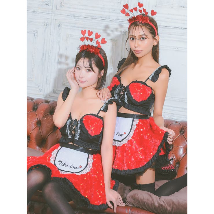 ふわもこスパンコールハートモチーフメイドコスチューム ハロウィンコスプレ セクシ… | my minette | 詳細画像6 