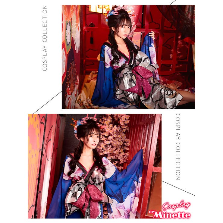 シアースリーブ大判フラワーオープンバック花魁風コスチューム セクシーコスプレ ハ… | my minette | 詳細画像3 