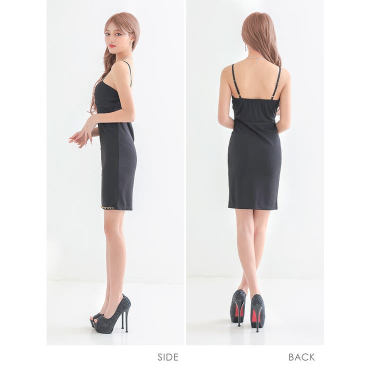 ワンカラー裾チェーンサイハイウエストマークタイトミニドレス セクシードレス タイ… | my minette | 詳細画像4 