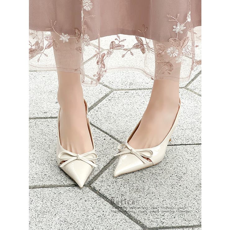 エナメルリボンバックストラップハイヒールパンプス ポインテッドトゥ パーティード… | Retica | 詳細画像2 