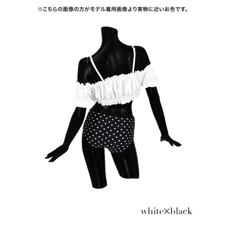 ドット×フリルオフショルガーリーバンドゥ風ビキニ キャミソール ギャザー | my minette | 詳細画像8 