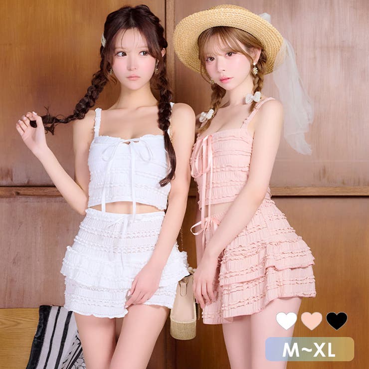 myMinette シアーレース切り替えビスチェ風ビキニ＆フレアスカート3点セッ… | my minette | 詳細画像1 