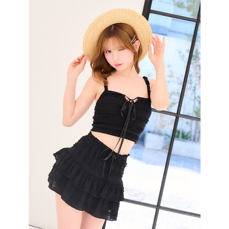 myMinette シアーレース切り替えビスチェ風ビキニ＆フレアスカート3点セッ… | my minette | 詳細画像26 