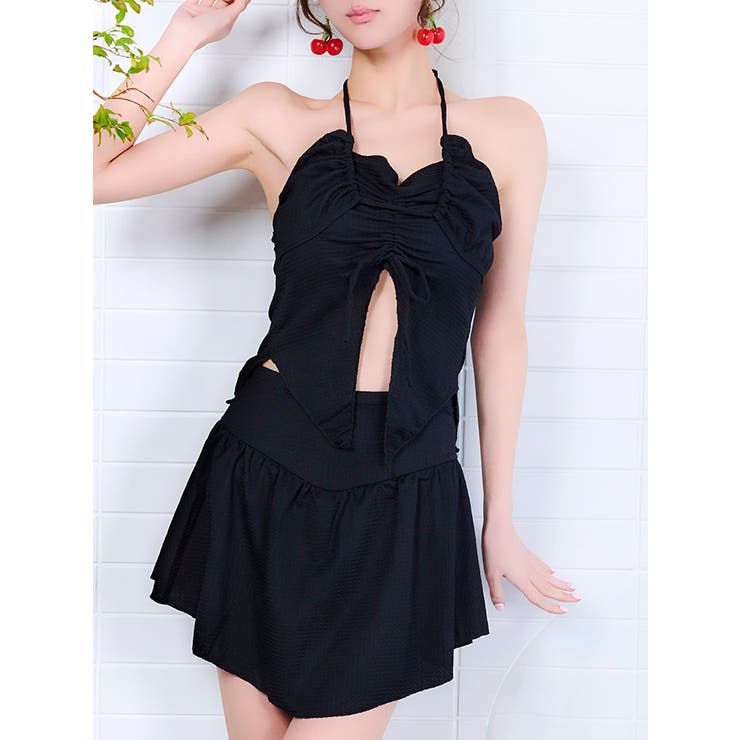 myMinette シャーリングトップス＆フレアスカート付きビキニ2点セット ガ… | my minette | 詳細画像7 